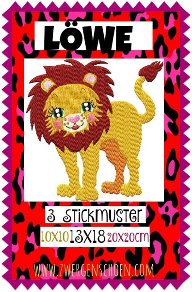 ♥LÖWE♥ Stickmuster EINZELMOTIV Afrika 10x10 13x18 20x20cm