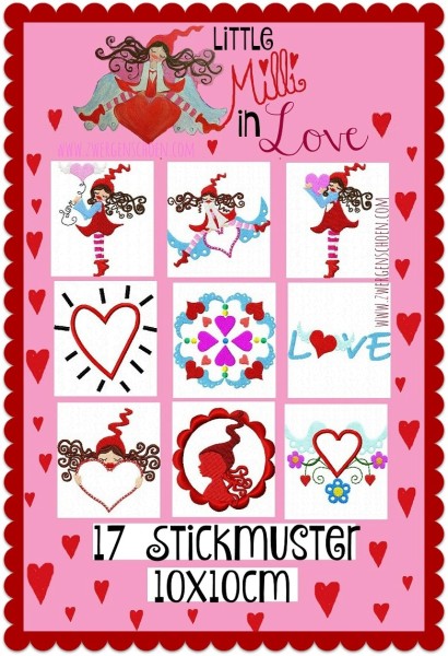 ♥little MILLI in LOVE♥ Stickmuster 10x10cm