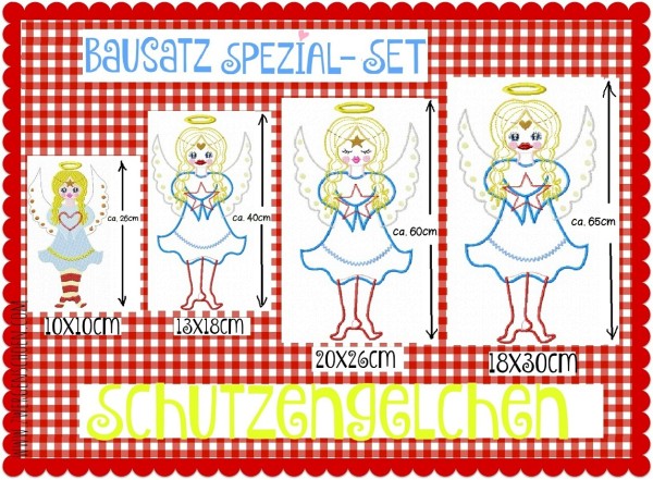 ♥BAUSATZ SPEZIAL 4in1♥ Schutzengel STICKMUSTER 4 Größen