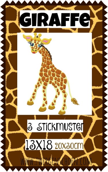 ♥GIRAFFE♥ Stickmuster EINZELMOTIV Afrika 10x10 13x18 20x30cm