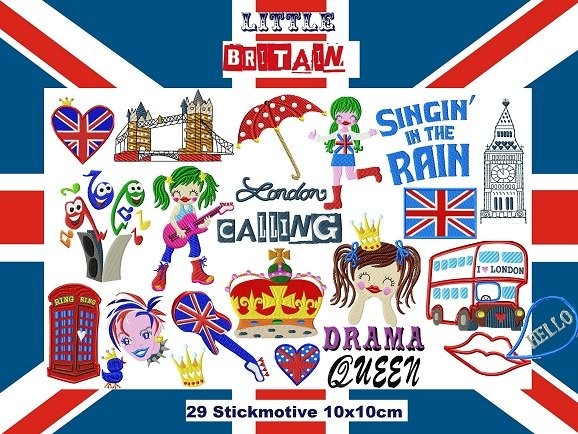 ♥little BRITAIN♥ LONDON Stickmuster 10x10cm