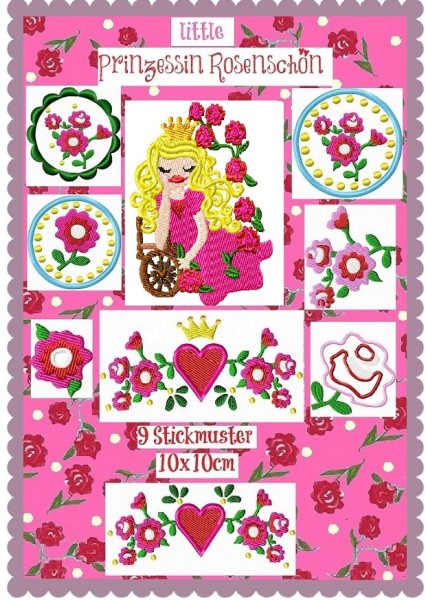 ♥little PRINZESSIN ROSENSCHÖN♥ Stickmuster 10x10cm