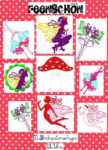 ♥FEENschoen♥ SILHOUETTE Elfen + Feen STICKDATEI 13x18