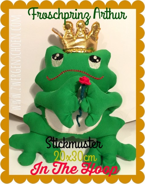 ♥FROSCHprinz ARTHUR♥ Stickmuster ITH 20x30cm IN THE HOOP