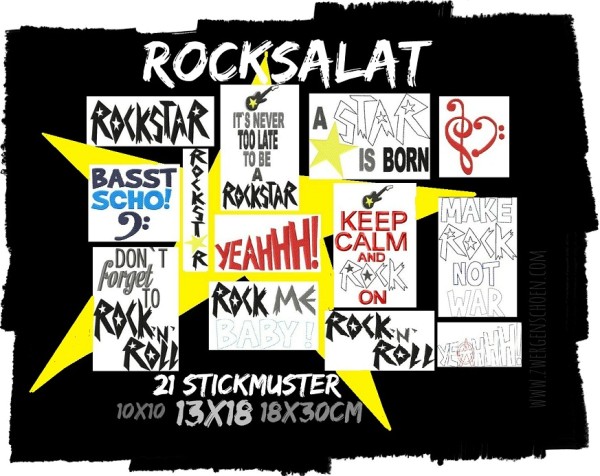 ♥ROCKSALAT♥ Stickmuster 10x10 13x18 18x30cm