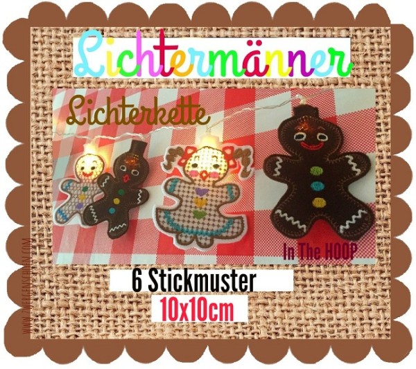 ♥LICHTERMÄNNLEIN♥ Stickdatei LICHTERKETTE ITH 10x10cm