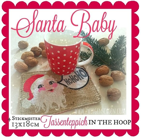 ♥TASSENTEPPICH♥ Santa Baby WEIHNACHTEN Stickmuster ITH 13x18cm