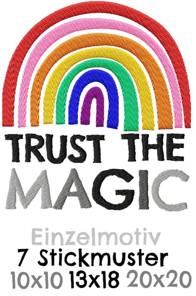 ♥TRUST the MAGIC♥ Stickmuster STATEMENT Einzelmotiv 10x10 13x18 20x20cm