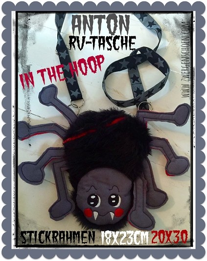 ♥ANTON♥ RV-Tasche ITH Spinne InTheHoop 18x23 20x26cm