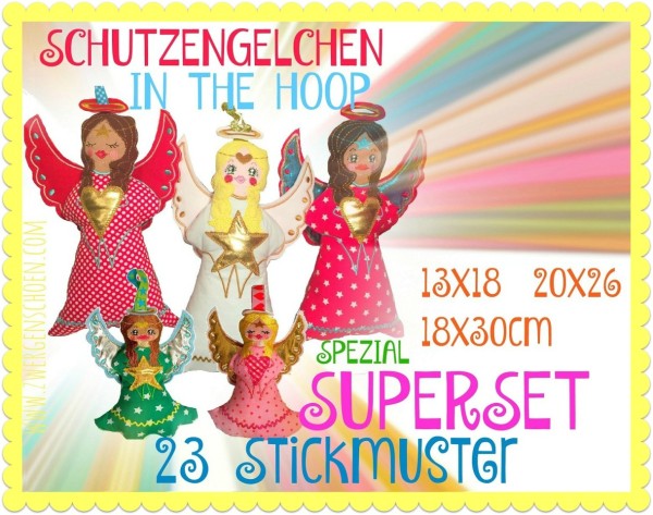 ♥SCHUTZENGELCHEN♥ ITH Stickmuster SPEZIAL 13x18 20x26 18x30cm IN THE HOOP