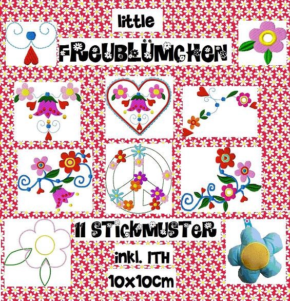 ♥little FREUblümchen♥ FLOWER POWER Stickmuster 10x10cm