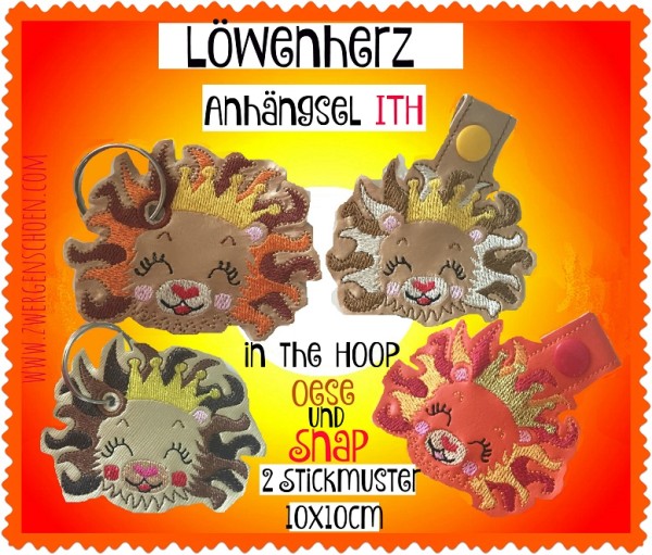 ♥ANHäNGSEL♥ Löwe STICKMUSTER Löwenherz ITH 10x10cm