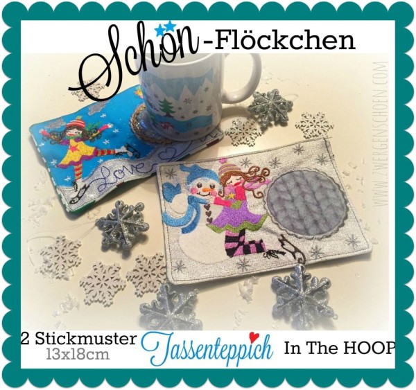 ♥TASSENTEPPICH♥ Schönflöckchen MUG RUG Eisprinzessin ITH 13x18cm