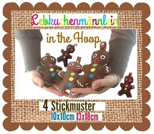 ♥LEBKUCHENMäNNLEIN♥ Stickmuster InTheHOOP 10x10 13x18cm