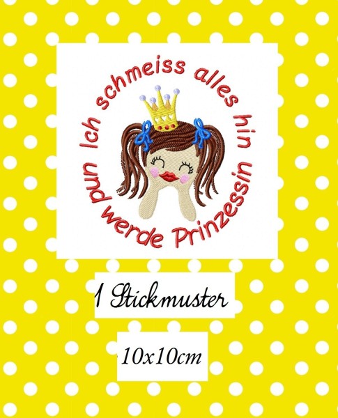 ♥Ich schmeiss alles hin und werde Prinzessin♥ STICKMUSTER 10x10cm