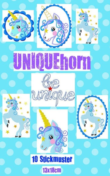 ♥UNIQUEhorn♥ EINHORN Stickdatei 13x18cm