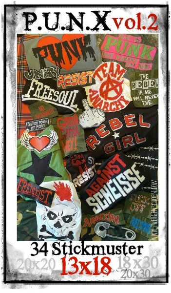 ♥PUNX vol.2♥ Stickmuster PUNKS Rebellion 13x18cm (plus BONUS 20x20 18x30 20x30cm)