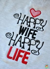 ♥HAPPY wife HAPPY life♥ Stickmuster 1€-SPARbie 13x18cm