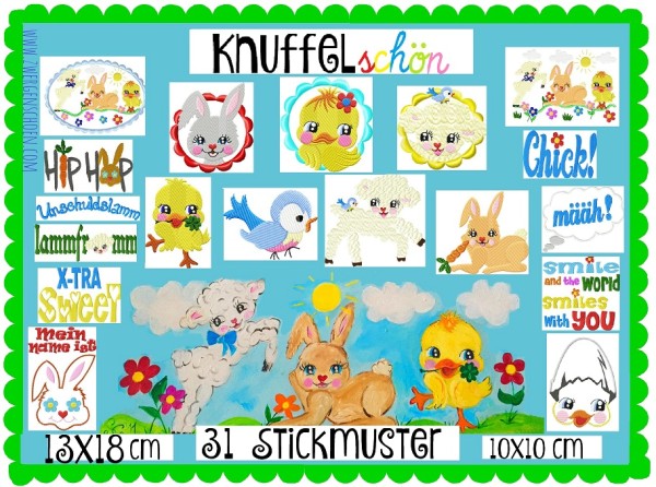 ♥KNUFFELschön♥ STICKDATEI inkl. SCHRIFTEN 10x10 13x18cm