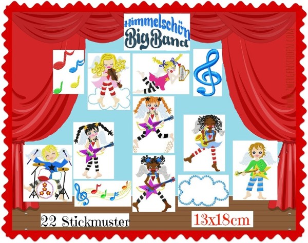 ♥HIMMELSCHÖN BigBand♥ Stickmuster 13x18cm SCHUTZENGEL