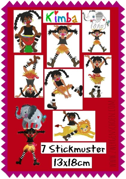 ♥KIMBA♥ Stickmuster WILD GIRLz AFRIKA starke Mädchen 13x18cm