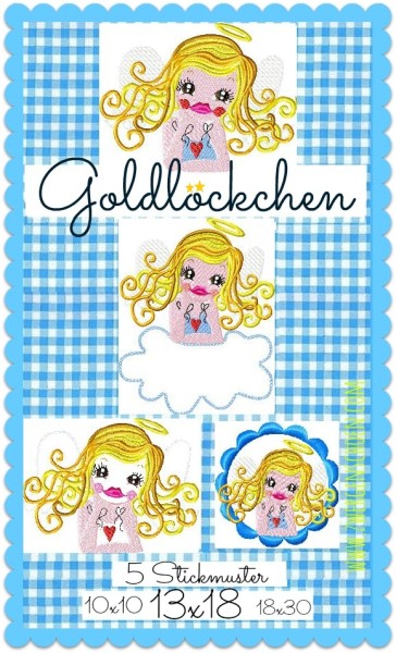 ♥GOLDIE GOLDLöCKCHEN♥ Stickmuster 10x10 13x18cm SCHUTZENGEL