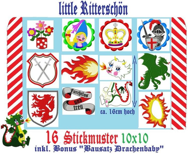 ♥little RITTERSCHÖN♥ Stickmuster SPEKATAKULUM 10x10cm