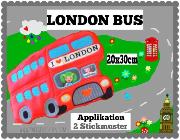 ♥LONDON BUS♥ Applikation XXL 20x30cm