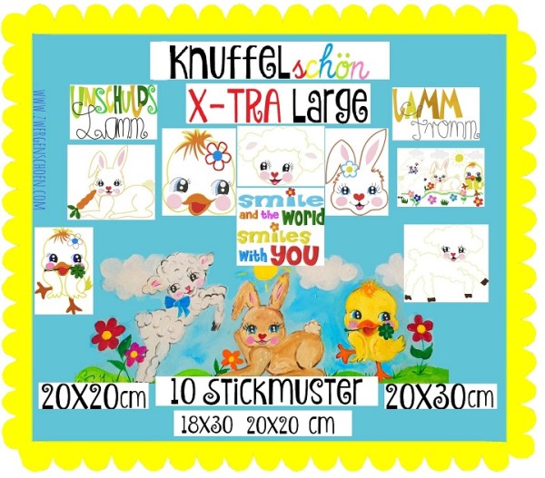 ♥KNUFFELschön Xtra-LARGE♥ Stickmuster 18x30 20x20 20x26 20x30cm