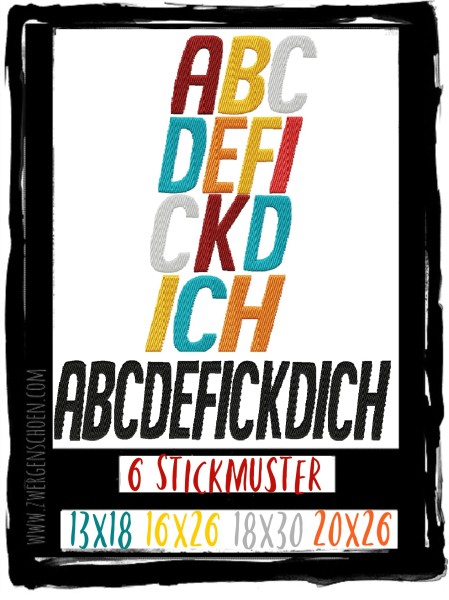 ♥ABCDEF♥ Stickmuster EINZELMOTIV 13x18 16x26 18x30 20x26cm