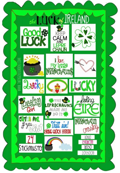 ♥LUCK of IRELAND♥ Stickmuster IRLAND 10x10 13x18 +>GIGAhoop