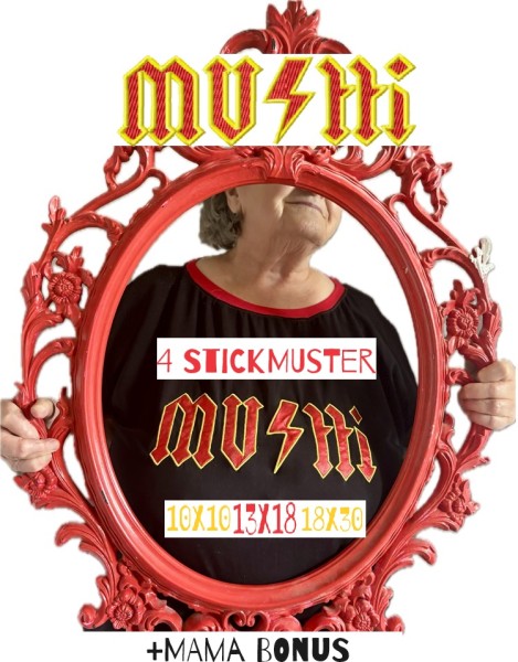 ♥MUTTI♥ Stickmuster ROCK Mama NICHTnurZUmuttertag 10x10 13x18 18x30cm