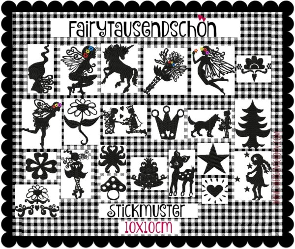 ♥FAIRYtausendSCHÖN♥ Stickdatei SILHOUETTEN Fairy SCHNITTCHEN 10x10cm