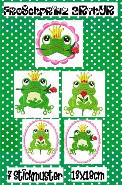 ♥FROSCHPRINZ ARTHUR♥ Stickmuster 13x18cm