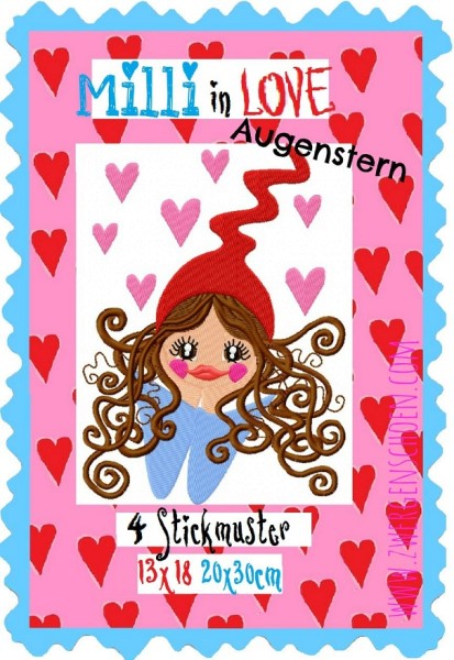 ♥MILLI in LOVE Augenstern♥ Stickmuster 13x18 20x30cm