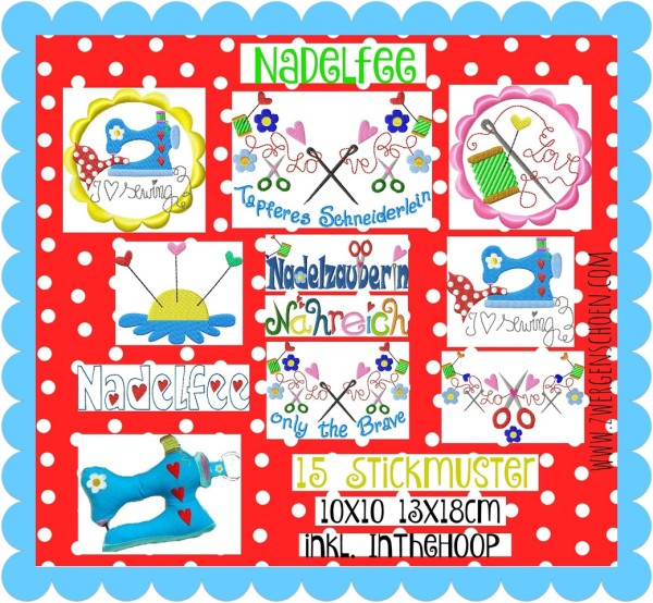 ♥NADELFEE♥ Stickdatei I LOVE SEWING Buttons, Schriften 10x10 13x18cm