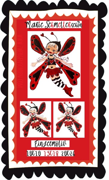 ♥MARIE SchmetterSCHÖN♥ Stickmuster EINZELMOTIV Fantasiewesen SCHMETTERLING Marienkäfer 10x10 13x18