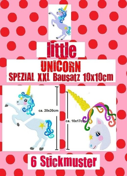 ♥little UNICORN Spezial XXL 10x10cm♥ Stickmuster EINHORN