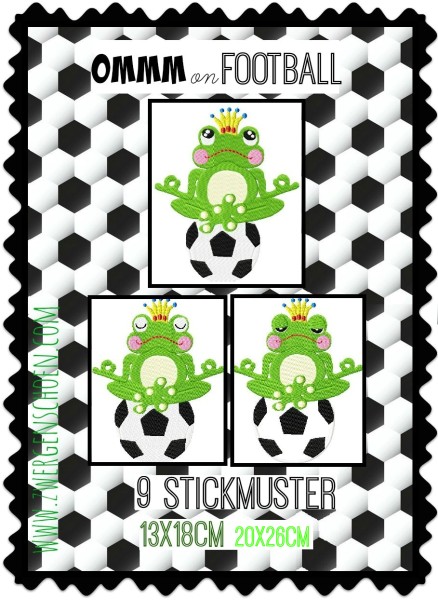 ♥OMMM on FOOTBALL♥ Stickmuster FROSCHPRINZ ARTHUR 13x18 20x26cm